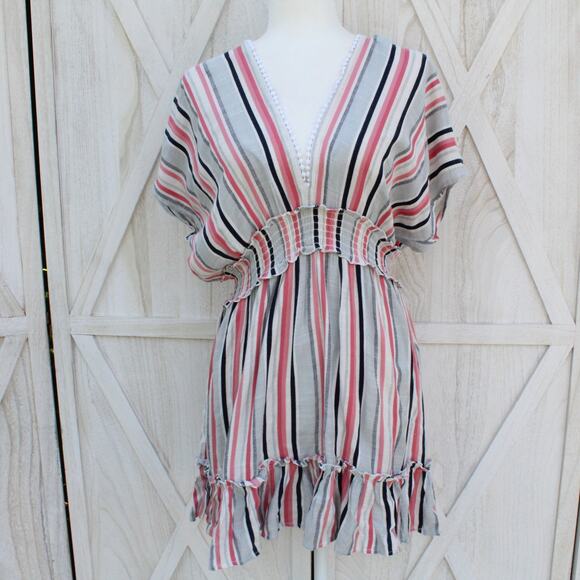 Spiaggia Dolce Striped Ruffled Mini Dress M - Picture 1 of 11